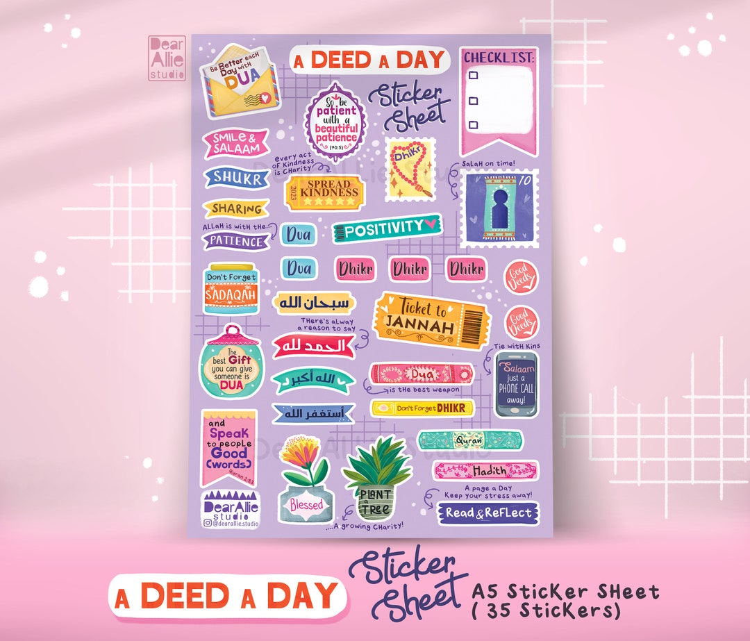 Islamic Sticker Sheet Good Deed: Muslim Journaling, Kid's School Deco ...