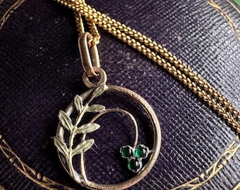 Antique Art Nouveau Belle Epoque Circa 1900 Pendant Charm with Chain