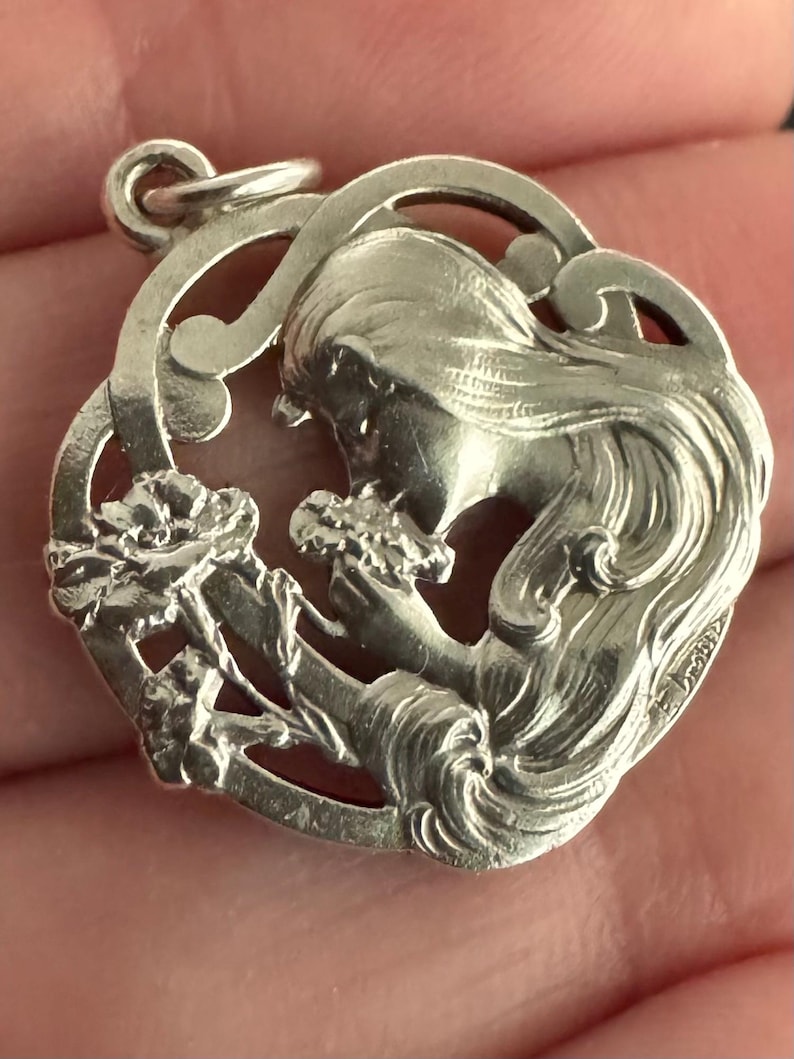 Antique Circa 1900 Art Nouveau Silver Pendant E. Dropsy Savard & Fils ...