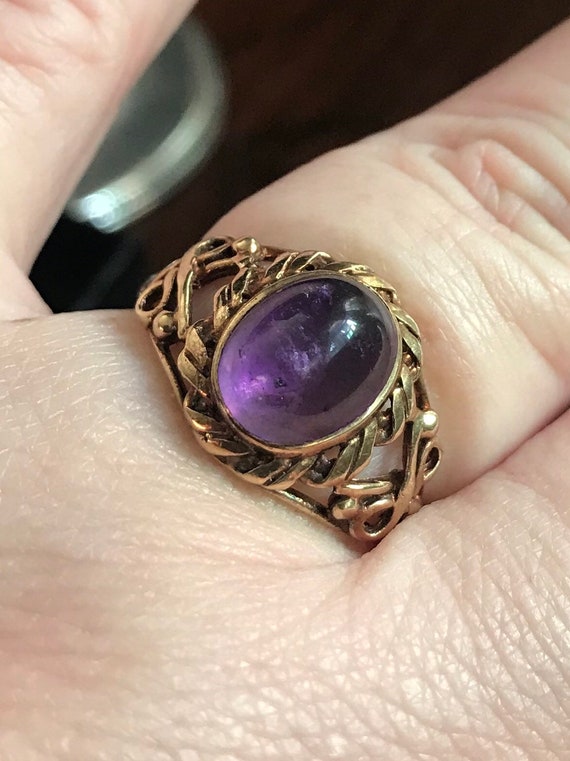 Vintage Arts and Crafts Style Gold and Amethyst  … - image 3