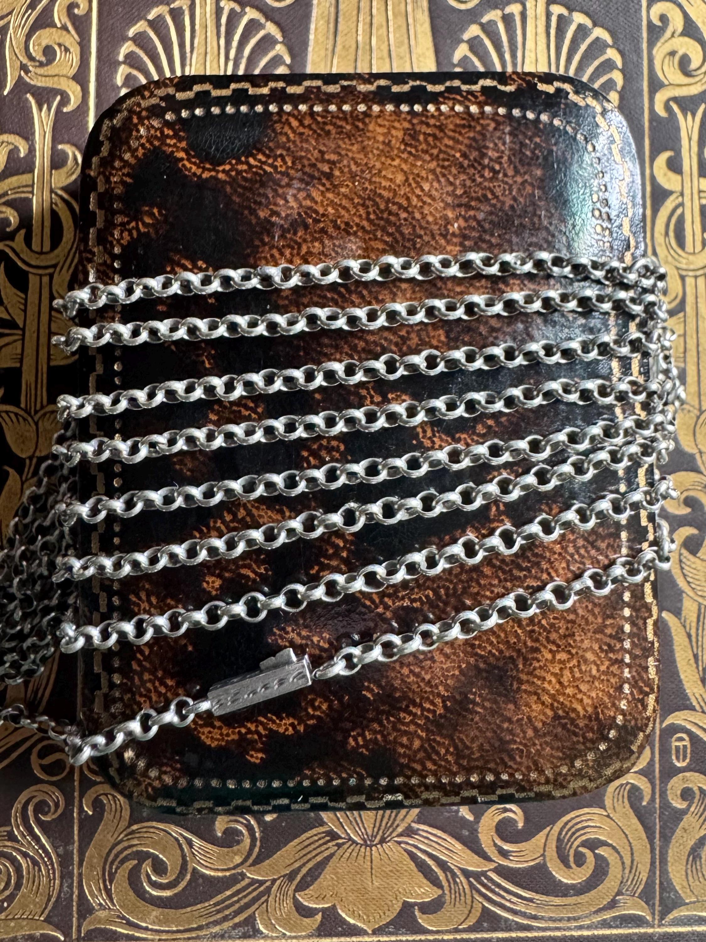 Antique Victorian Full-length Round Rollo Link Guard Muff Chain