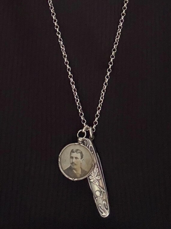 Antique Edwardian Silver Open Photo Locket Frame with… - Gem
