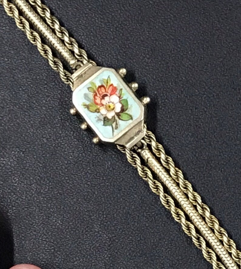Antique Victorian Silver-gilt and Enamel Ablertina Bracelet