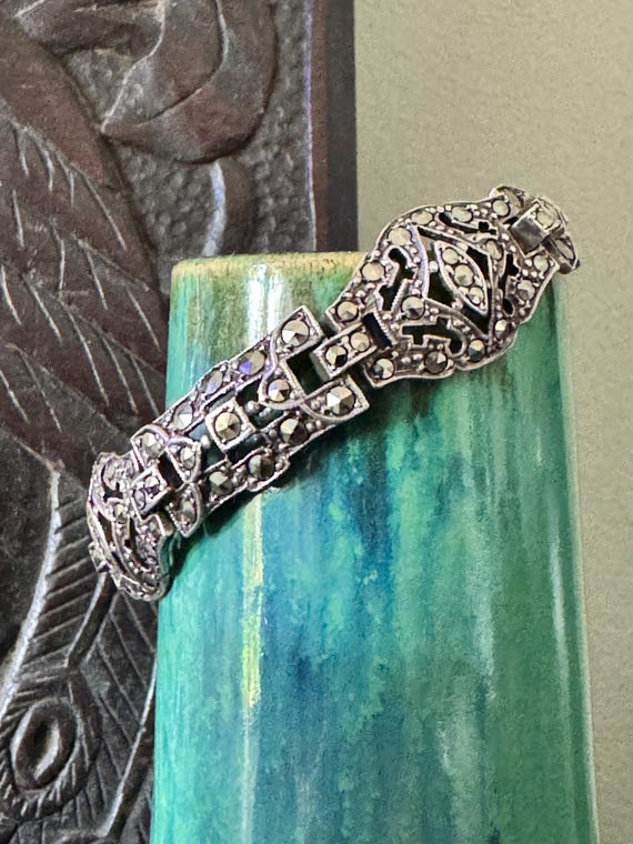Antique Silver and Marcasite Edwardian Art Deco Bracelet - Etsy