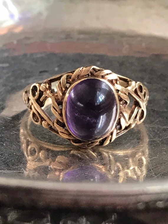 Vintage Arts and Crafts Style Gold and Amethyst  … - image 2