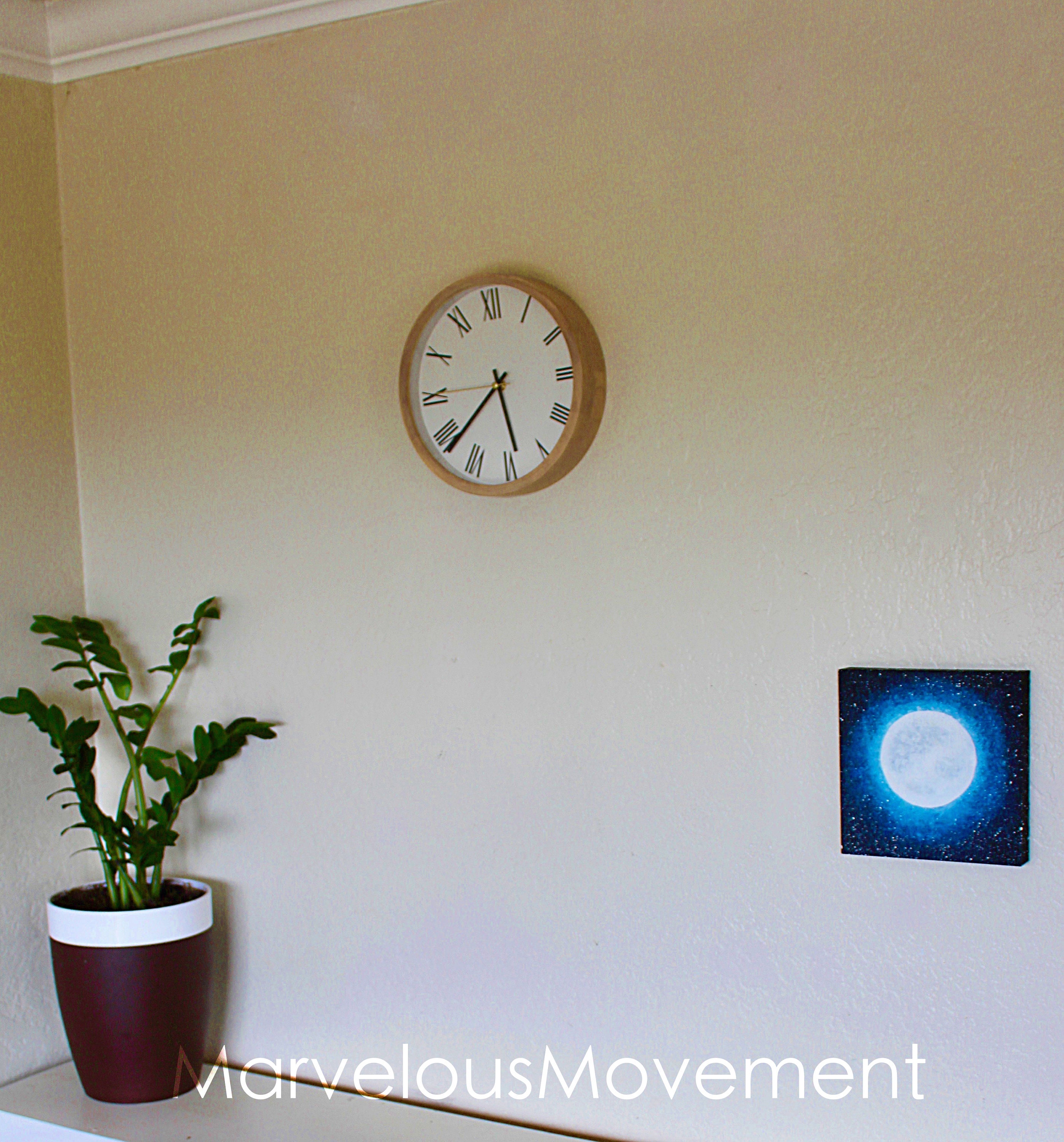 A Full Moon Analog Clock Oil Painting · Creative Fabrica