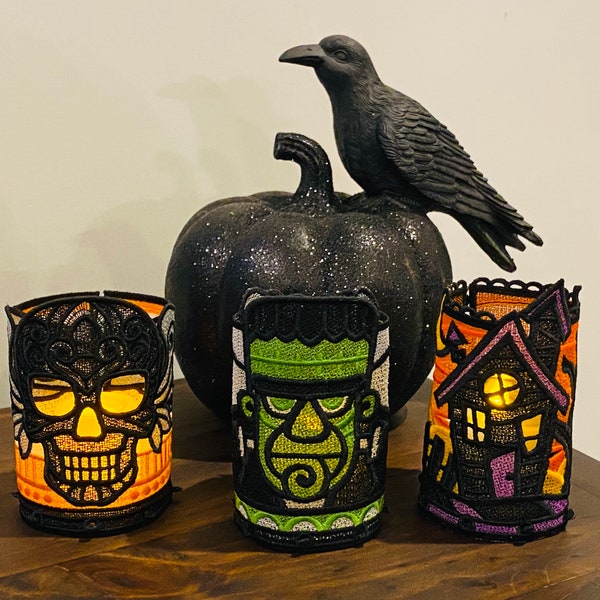 Candle Holder Halloween Etsy