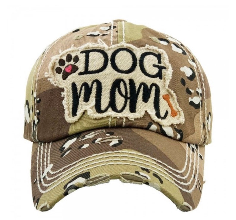 Distressed Desert Camouflage Dog Mom Baseball Hat Women Etsy