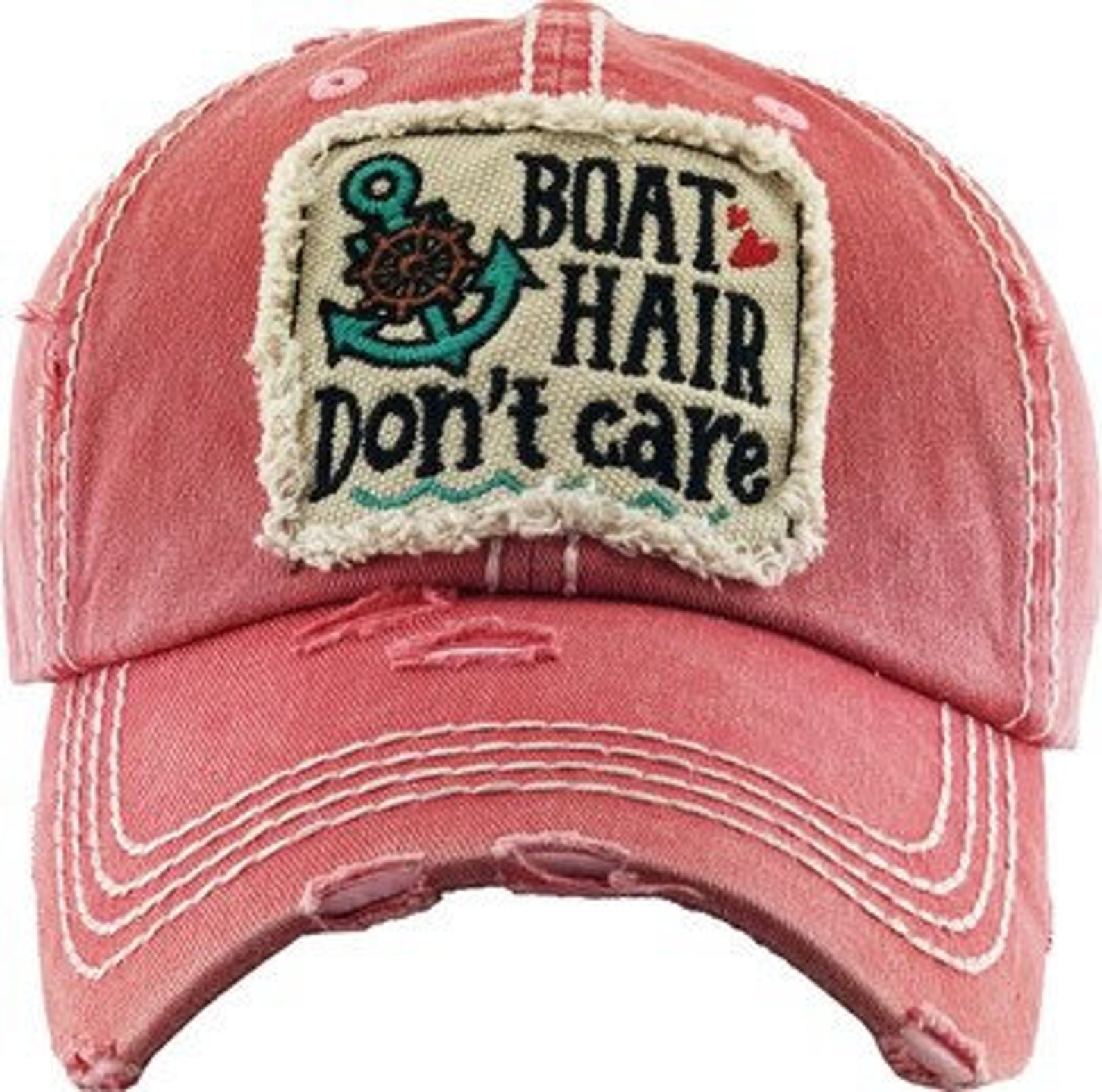 Distressed Boat Hair Dont Care Baseball Hat Women Etsy