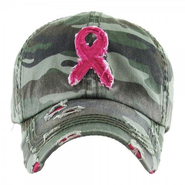 Camouflage Pink Ribbon Baseball Cap 