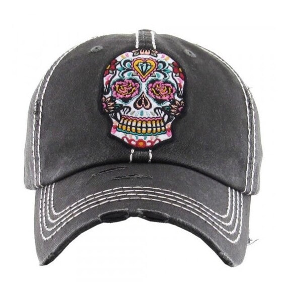 sugar skull baseball cap