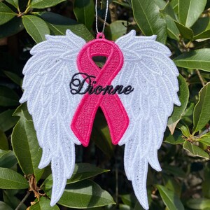 Personalized Pink Ribbon Breast Cancer Ornament, Christmas Gift, Memorial Angel, Personalized Christmas ornament, Lymphoma Awareness, Gift,