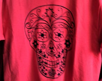 Candy Skull design Silkscreened Tshirt