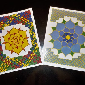Cartes de notes de nœuds et de fleurs celtiques