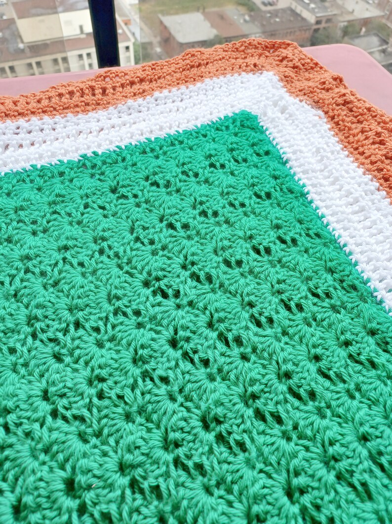 Irish tricolour large handmade throw image 2