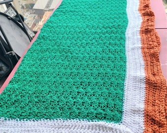 Irish tricolour large handmade throw