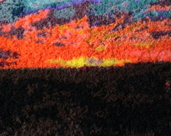 Sunrise over the City original hooked accent rug