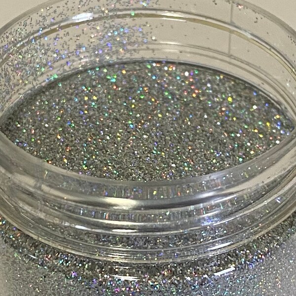 Sparkly Holographic Fine Silver Glitter, Loose polyester glitter for resin art, tumblers, nail art, scrapbook, craft supply