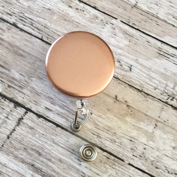 Rose Gold Badge Reel, Retractable Badge Holder, RN Badge Reel, Alligator Swivel Clip Badge Reel, ID Badge Clip, Rose gold foil badge reel