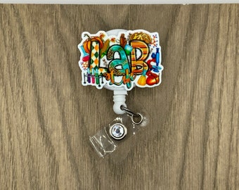 Lab Life Retractable Badge Reel, Name Badge Holder, Phlebotomist Badge, Gift for Lab Tech