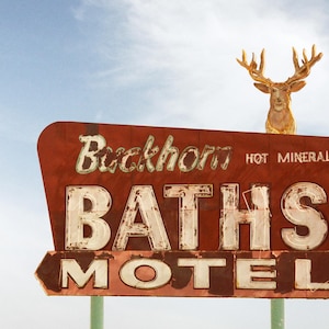 1930s Buckhorn Baths Arizona Print - Vintage Roadside Motel Sign Art 4x6, 5x7, 8x10