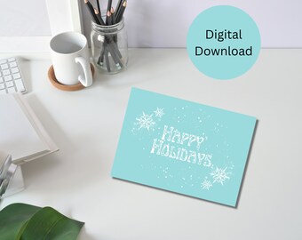 Tarjeta de felicitación navideña imprimible, descarga instantánea de tarjetas de 7x5 pulgadas para Navidad, tarjeta de Navidad para descargar, tarjetas navideñas