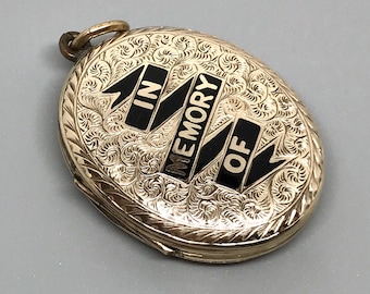 Antike 1880er Jahre viktorianische 9-12k Gold Trauer Medaillon mit original Bild und Haar, Mourning Jewelry, viktorianischer Mourning Schmuck