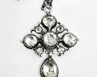 アンティークジョージアンオーバルペーストガラスブローチ