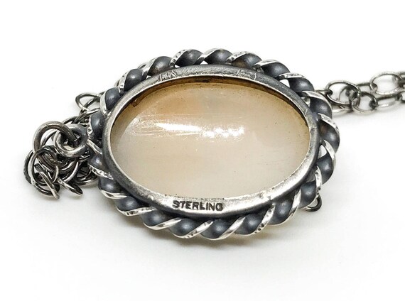 Vintage Cameo Necklace, Sterling chain and settin… - image 3
