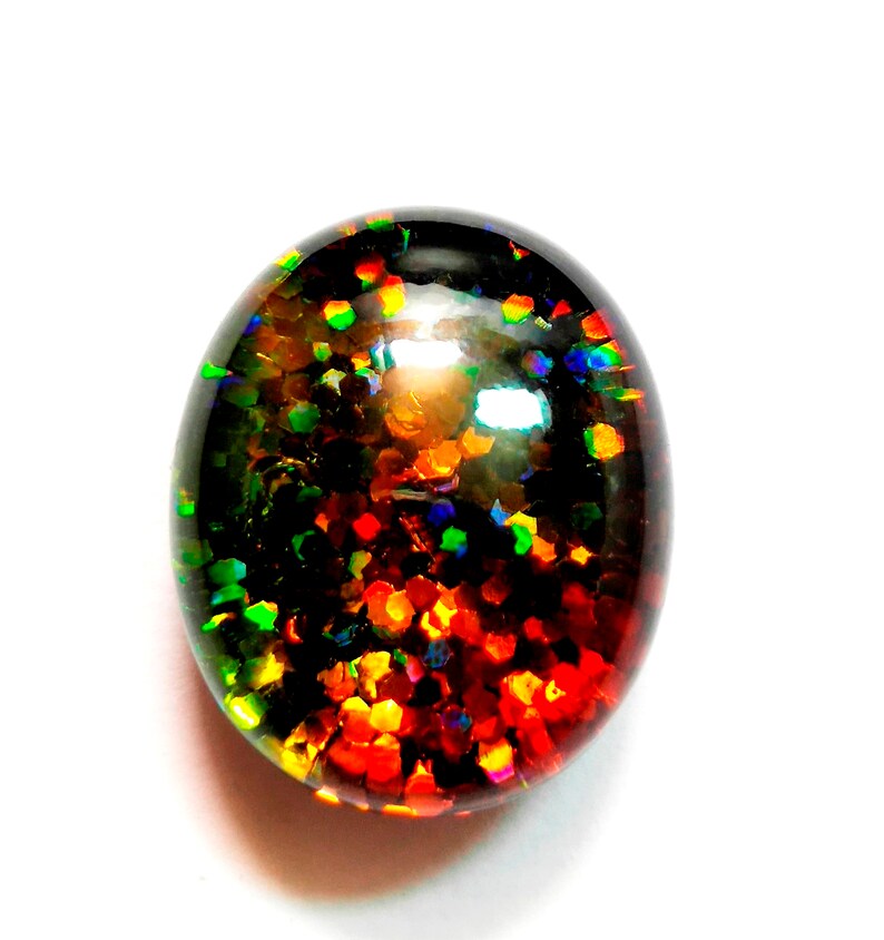 Rare 50 Cts Amazing Black Doublet Multi Fire Opal Oval Cabochon Loose Gemstone