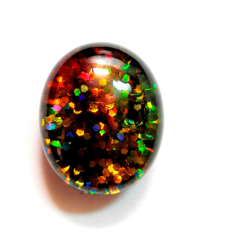 Rare 50 Cts Amazing Black Doublet Multi Fire Opal Oval Cabochon Loose Gemstone