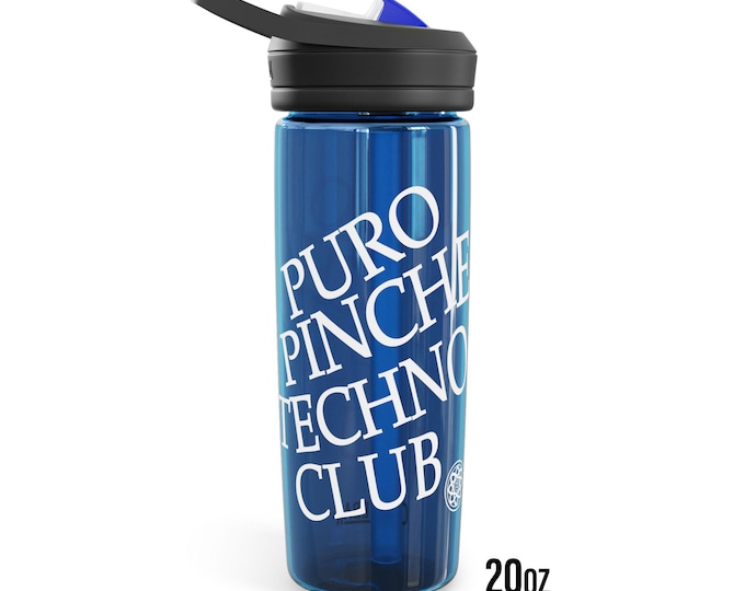 Water Bottle, EDM inspired logo Puro Pinche Techno Club design, Festival Rave Gear, Hydration Flask, Gift for Ravers, Music Lover Gift