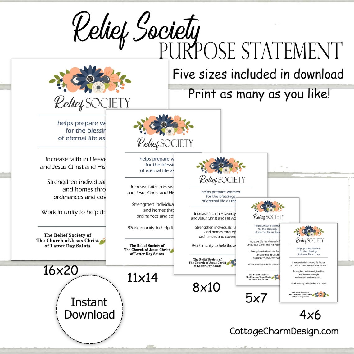 Relief Society Purpose Statement Printable Instant Download | Etsy