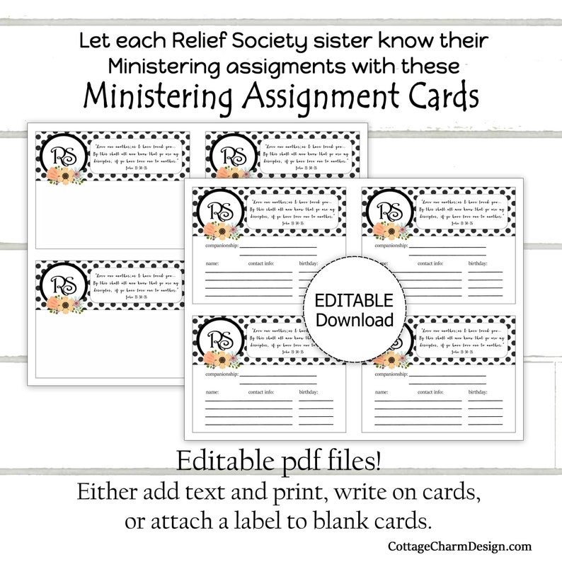 Ministering Assignment Card Editable Printable | Etsy