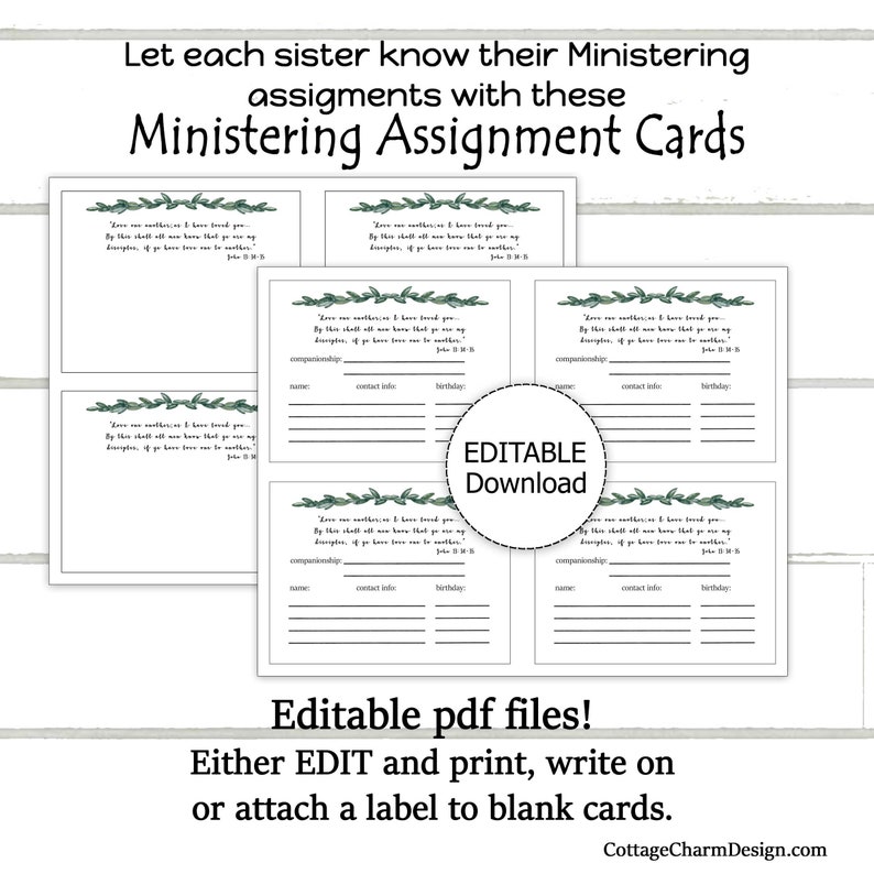 Ministering Assignment Card Editable PDF Printable | Etsy