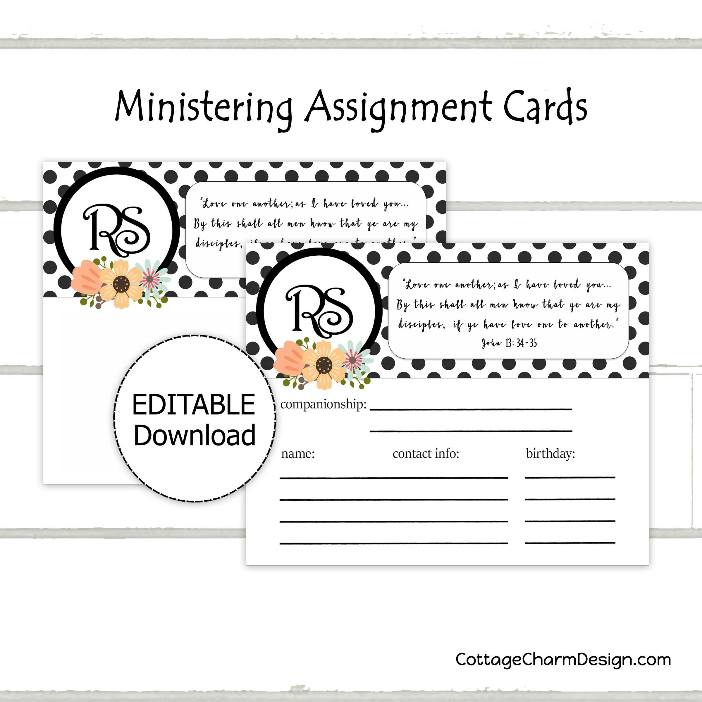 Ministering Assignment Card Editable Printable Etsy