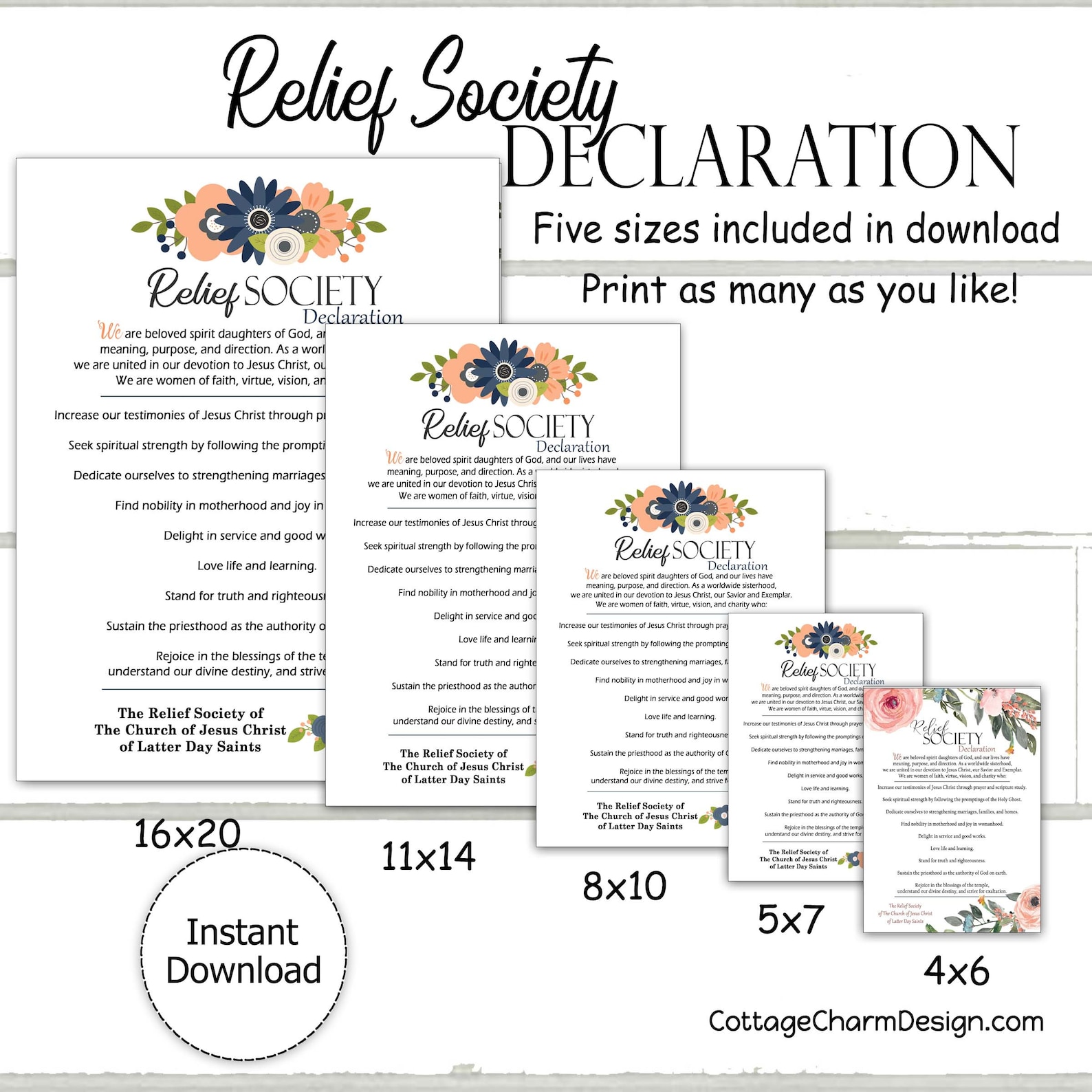 Relief Society Declaration Printable Instant Download | Etsy