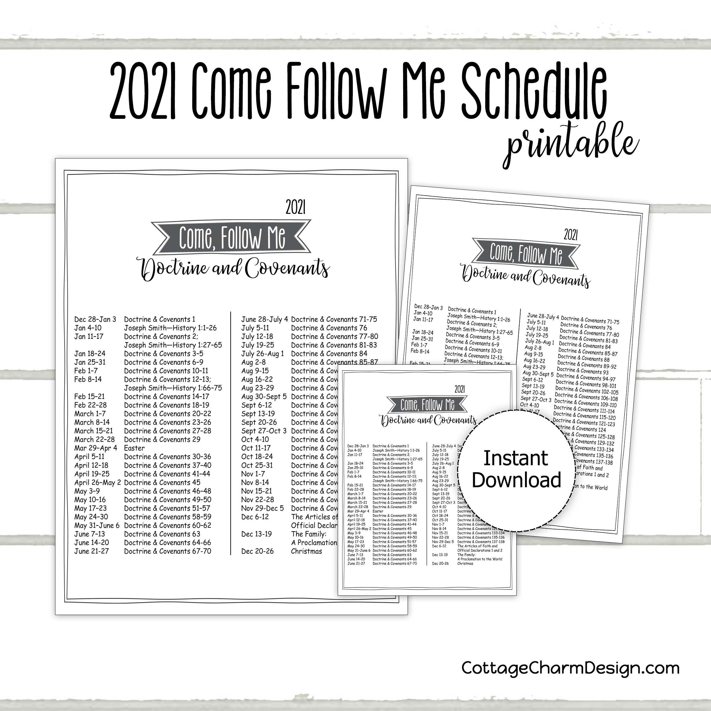 2021 Come Follow Me Schedule Printable Doctrine and Covenants | Etsy