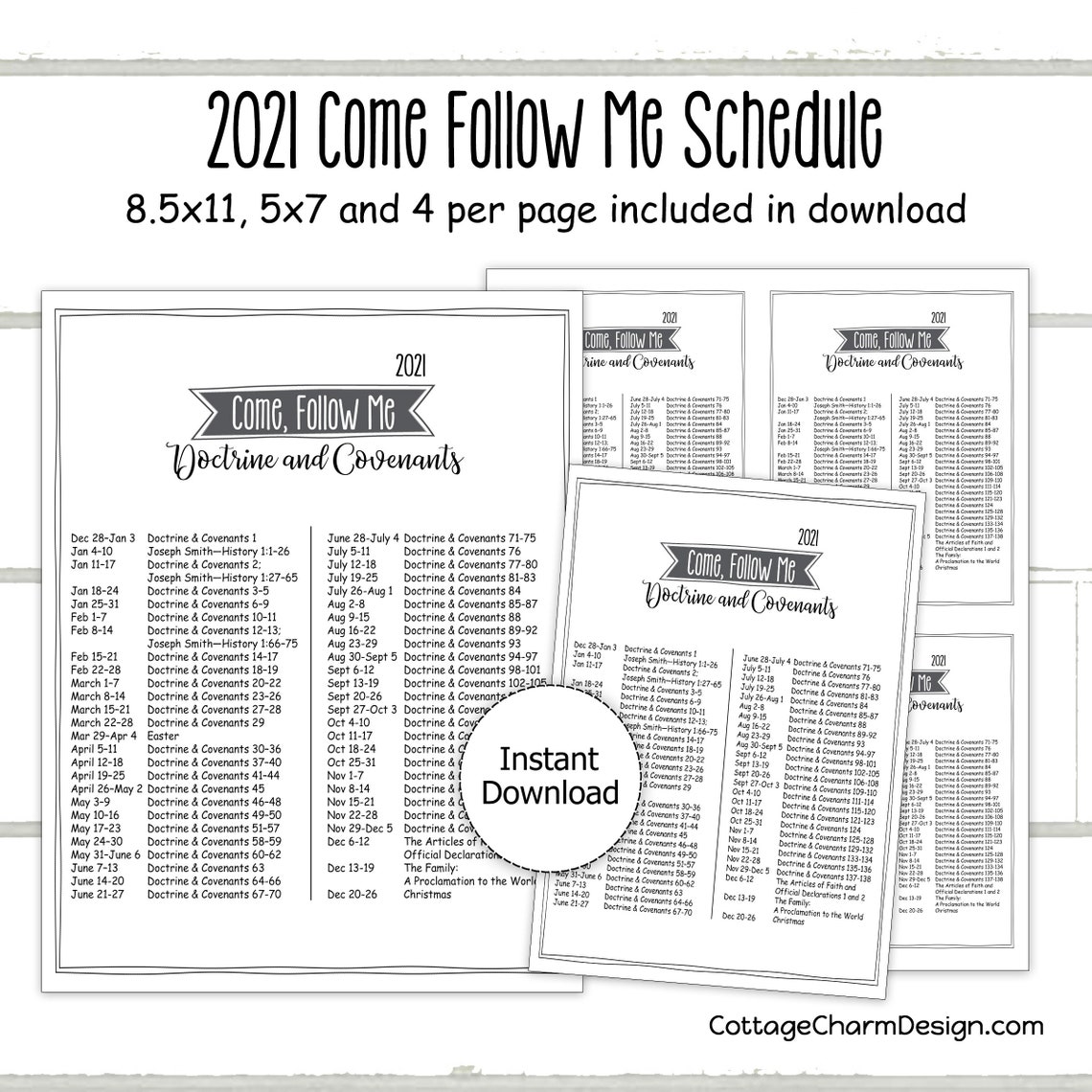 2021 Come Follow Me Schedule Printable Doctrine and Covenants | Etsy