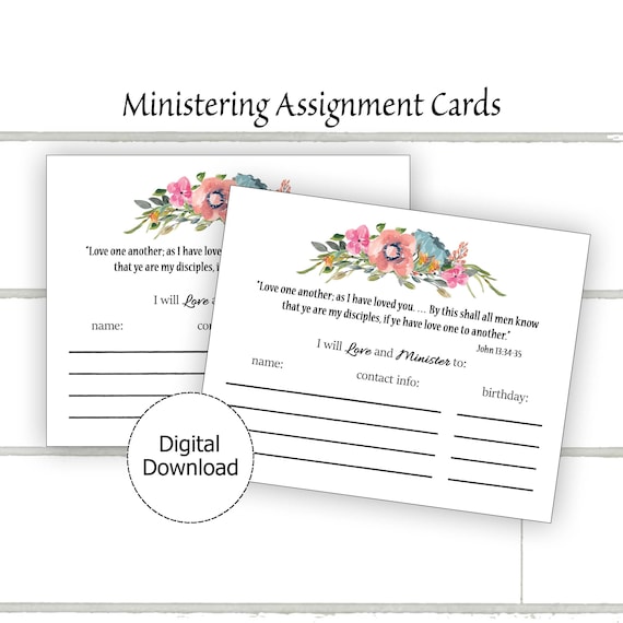 Ministering Assignment Card Printable Ministering Sisters
