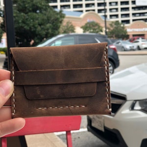 Cartera de cuero, Cartera personalizada desgastada, Cartera de hombre, Tarjetero, Monedero monedero, ID de cuero de vaca: TEXAS001