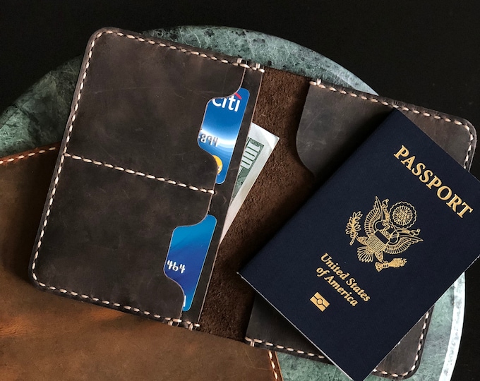 Passport Wallet, PERSONALIZED Leather Passport Wallet, Leather Travel Wallet, Travel Document, Distressed Leather # TEXAS006