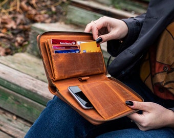 zippered phone wallet