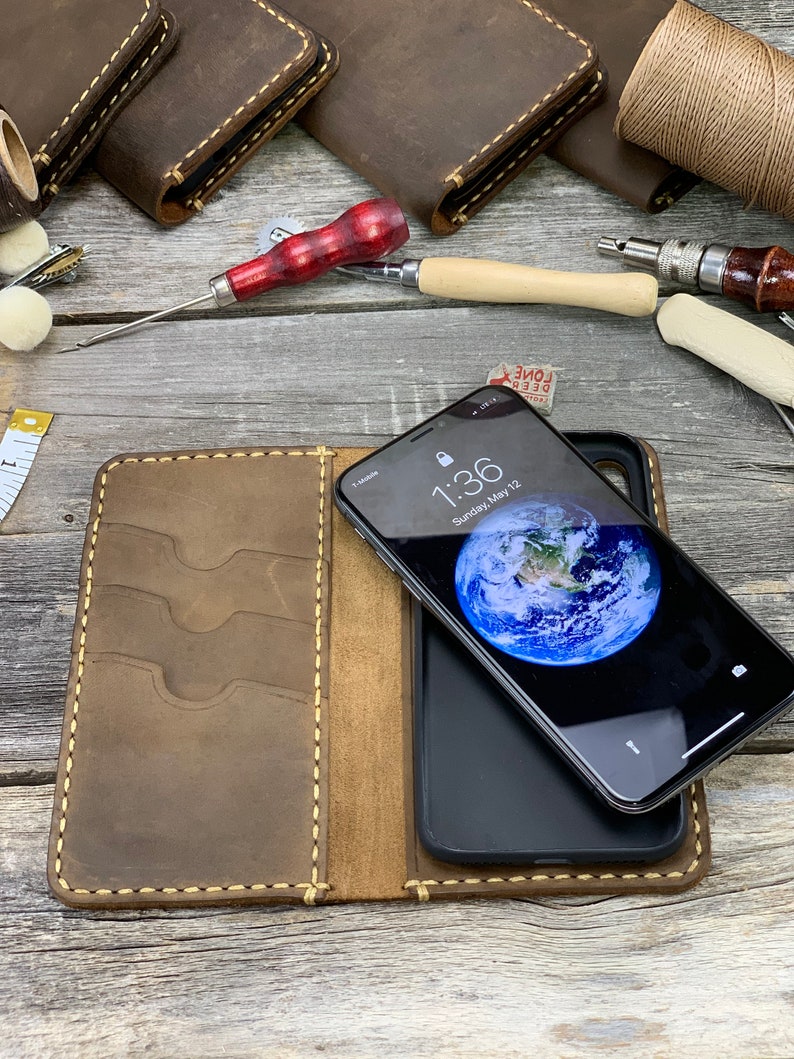 iPhone Xr Case, iPhone Xr Leather Wallet Case, PERSONALIZED Leather Cover Case - TEXAS012 image 2