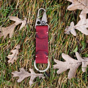 Monogram Hand Stamped Keychain; Unique Handstitched Key Chain Gift for Him and Her