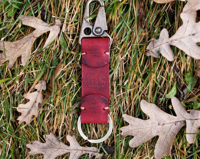 Monogram Hand Stamped Keychain; Unique Handstitched Key Chain Gift for Him and Her