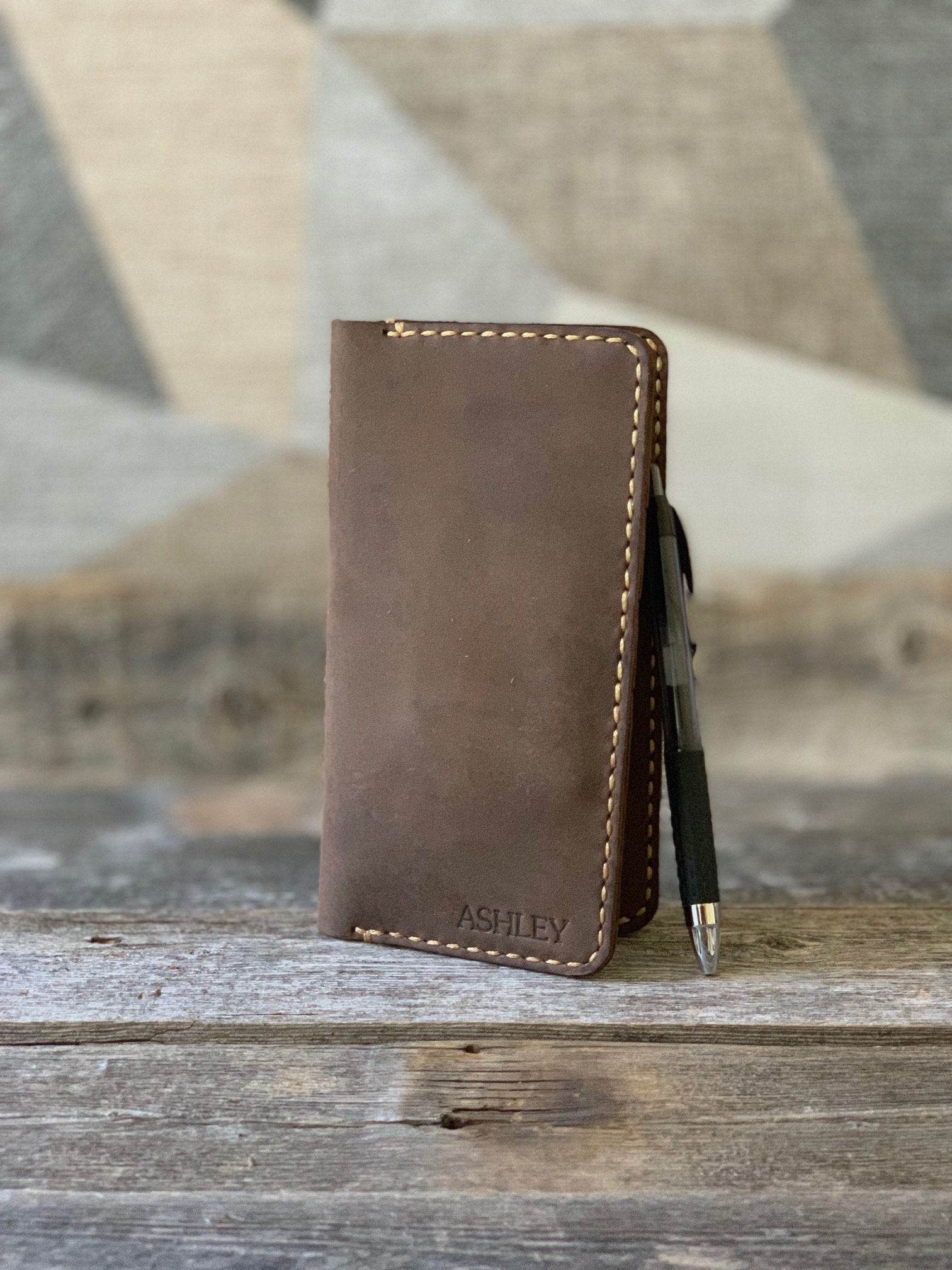 Berri Personalized Initial Leather Checkbook Covers