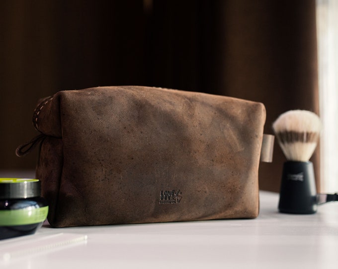 Fathers Day Gift for Dad,Personalized Leather Dopp Kit,Customized Groomsmen Gift Toiletry Bag,Monogrammed Mens Toiletry Bag,Gift for Him Men