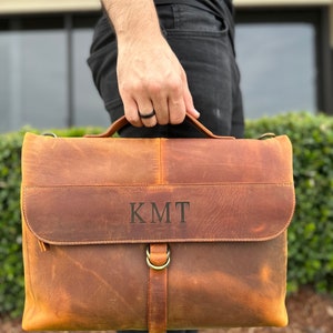 Personalized Full Grain leather Messenger Bag Laptop Bag Crossbody Shoulder Bag Men Briefcase Handmade Bag Christmas Gifts Best Camel