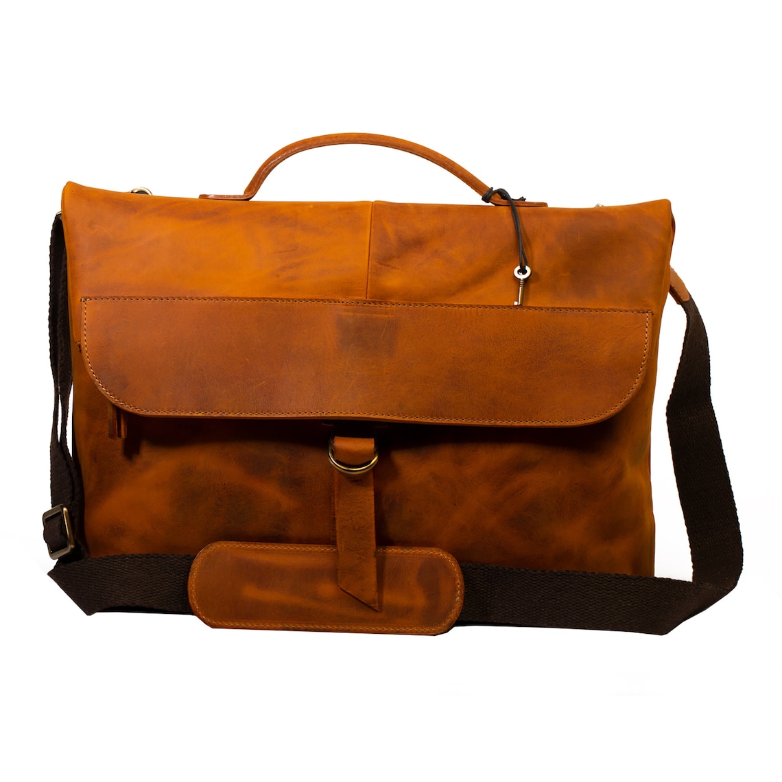 Personalized Full Grain Leather Messenger Bag Laptop Bag Etsy